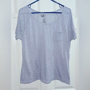 Op women’s sheer light gray t-shirt (large)